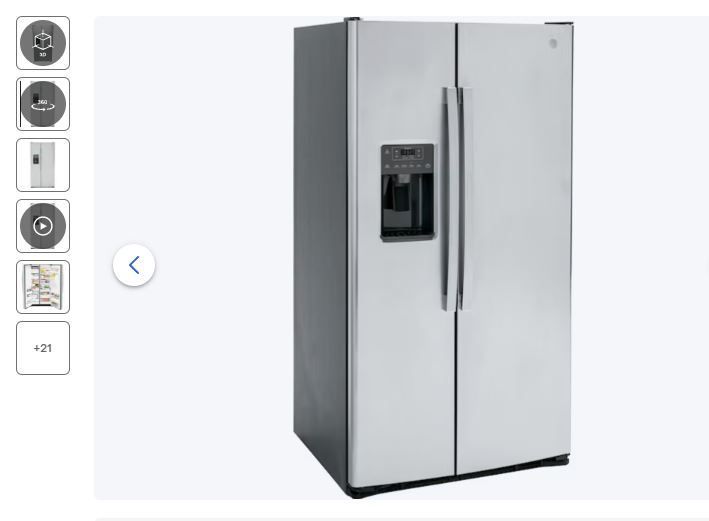 GE 25.3-cu ft Side-by-Side Standard Depth Fridge Refrigerator with Ice Maker, Water and Ice Dispenser (Stainless Steel) Model: GSS25GYPFS - MSRP 1799