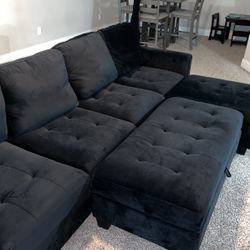 Black Velvet Couch( 62.2"D x 106.7"W x 35.8"H)
