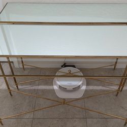 Brushed Gold Metal Glass & Mirror Console Tables