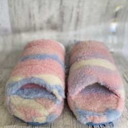 UGG Fluff You Cali Collage Cotton Candy Stripes Pink Blue 1121616 100% Authentic