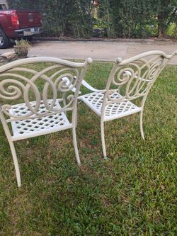 Cast Metal Patio Chairs Set of 2 De fierro PESADO PARA su PORCHE OR patio furniture