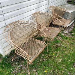 Vintage Russell Woodard Wrought Iron Patio Chairs