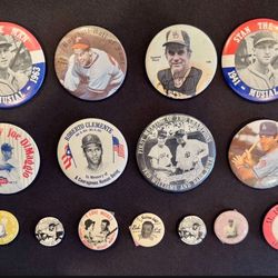 Vintage Collection of BASEBALL PIN-BACK BUTTONS Lot of 15