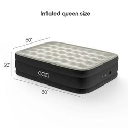 20" Deep Queen Size Air Mattress built in pump Gray