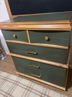 Green and Wood Chest of Drawers