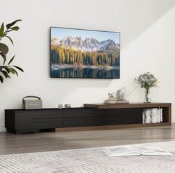 Extendable Tv Stand, Wood Reversible Entertainment Center With 3 Large Drawers