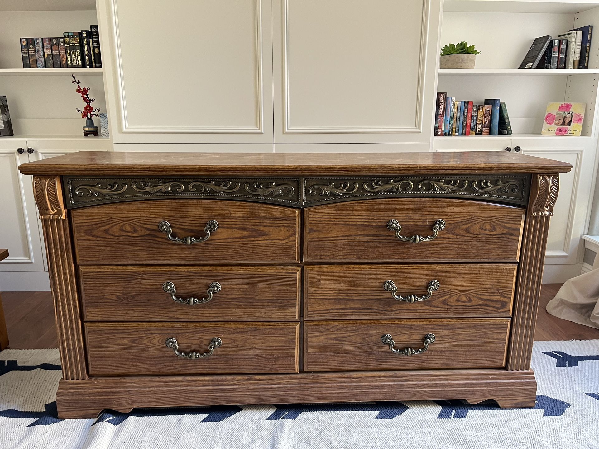Beautiful Ashley Furniture Dresser With Detail Inlay And Matching Mirror!