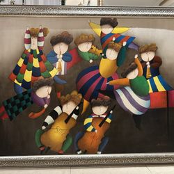 Canvas Oil Painting Musician And Dancer Children by J.Roybal