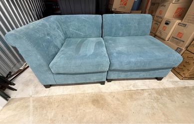 Teal Blue Fabric Modular Sectional Sofa