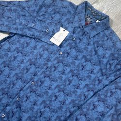 NWT Robert Graham Sutton Button Up Shirt Men M Blue Paisley LS Stretch $198