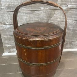 Vintage Antique Chinese Wedding Basket - 3 Tier Wedding Basket