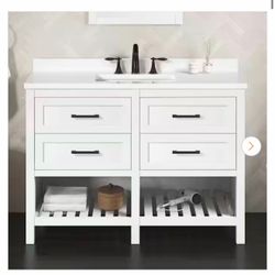 Autumn 48 in. Single Sink Freestanding White Bath Vanity with White Engineered Stone Top (Assembled)