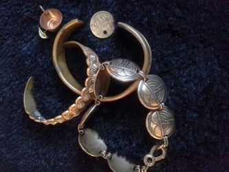 COPPER BRACELETS and pin