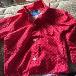 Yuzter Kids Red Patterned Button-Up Shirt