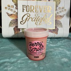 PINK Strawberry Body Scrub+2 Free Crochet Twisted Knot Headbands Color Of Your Choice