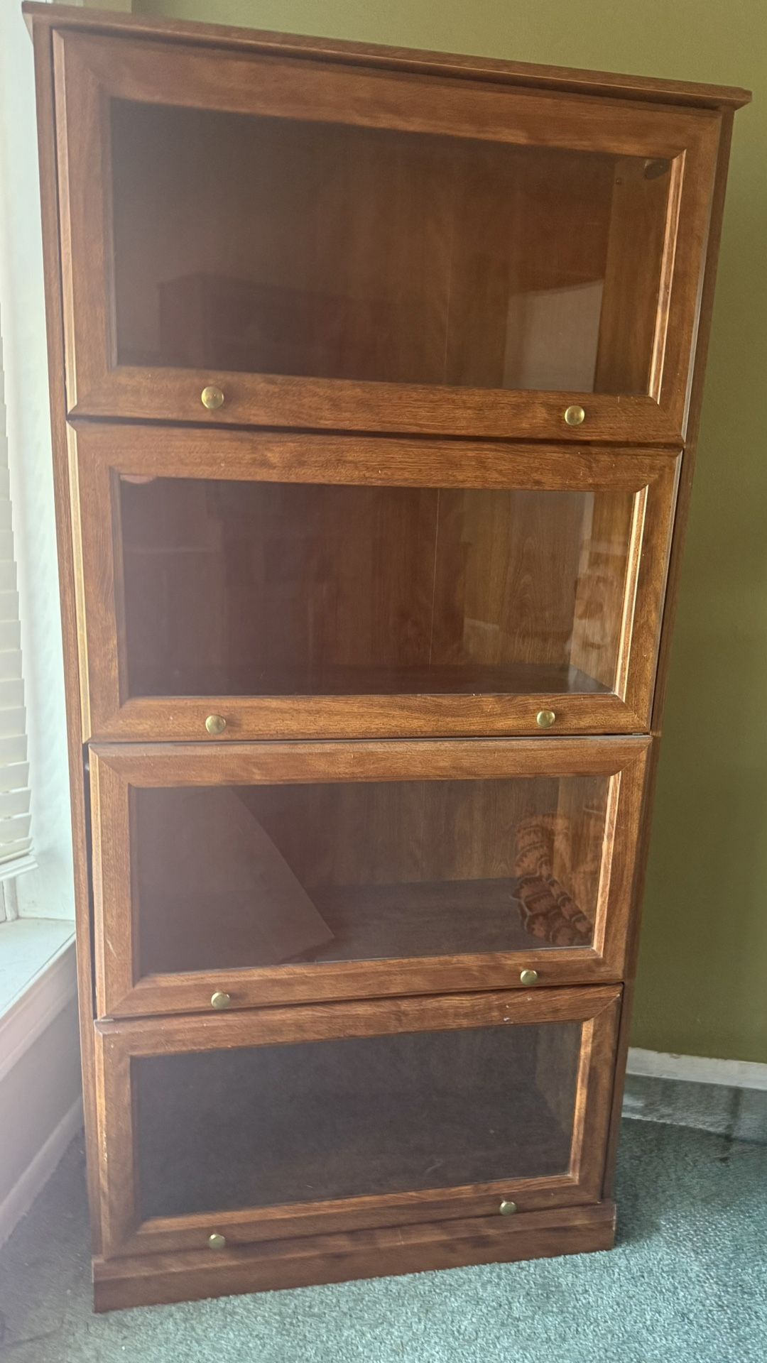 Barrister 4 Tier Shelf Bookcase with Glass Doors