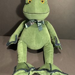 Russ Frog Stuffed Animal Pheebs 17” W/ Green Ribbon Plush Plushie Velour Rare