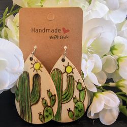 Cactus Teardrop Earrings 