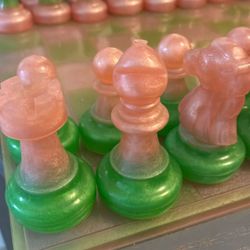 Handmade Custom Chess Set With Matching Board