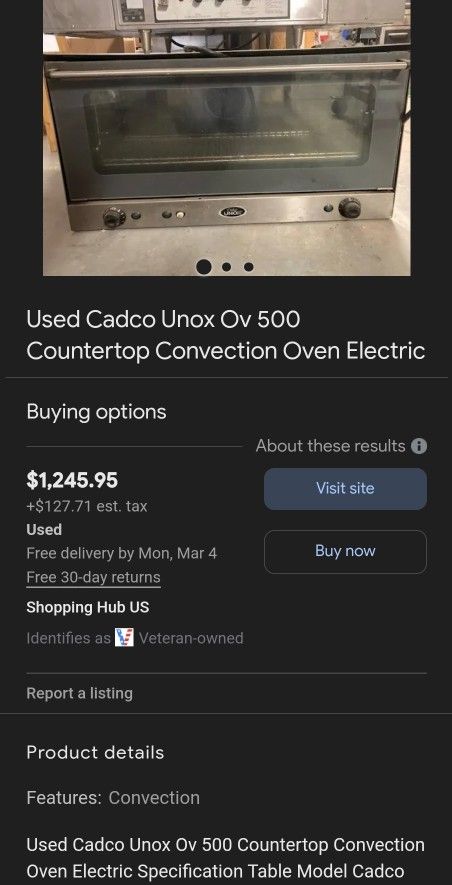 Used Cadco Unox Ov 350 Countertop Convection Oven Electric