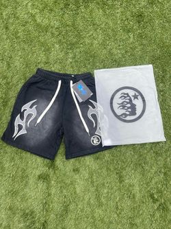 ‼️ Hellstar Flame Shorts – Black/White | Sizes S & M ‼️