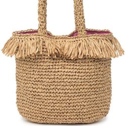 Melrose and Market Purse Brown Straw Tote