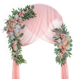 Lisuun Wedding Arch Flowers, Artificial Flowers For Decoration, Large Flower Swag For Boho Styles Wedding Ceremony Floral Decor - Pack Of 2