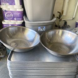 4   STAINLESS STEEL COMMERCIAL MIXING BOWLS tot 17 1/2 INCHES ALL 4 for  $45.oo   