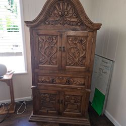Hand Carved vintage Mexican cabinet