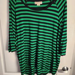 NEW Michael Kors Women’s Size 2XL 3/4 Sleeve Spandex Striped Blouse RETAIL $90