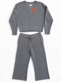 State of Day by Macy’s Gray Knit Lounge Set XXL NWT V-Neck Top & Drawstring Pant