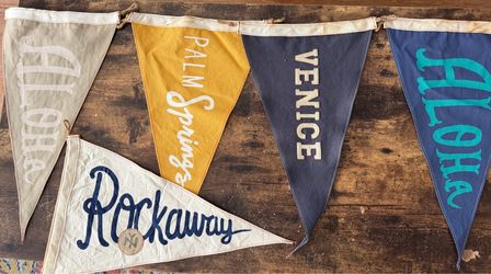 Vintage-Style Canvas Pennant Flags – California, Venice, Palm Springs + More
