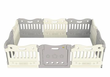 Babycare playpen melange grey gate door