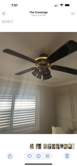 Black And Silver Ceiling Fan With 4 Down Lights And Led Circular Light