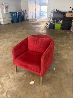 West Elm Modern Red Velvet Accent Chair Lounge Chair Barrel Chair