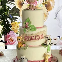 Cake Topper - Baby Girl Jungle Figurines - Set Of 5