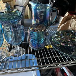 Blue Carnival Glass