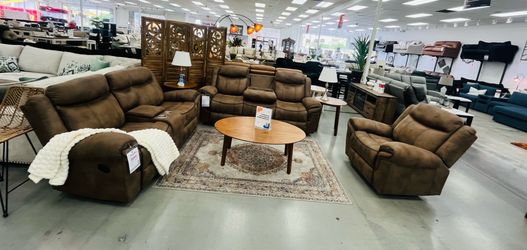 MANUAL RECLINER SOFA W D. D. CONSOLE W DRINK HOLDER SOFA CHAIR& LOVE SEAT GLIDER SEATS!!)