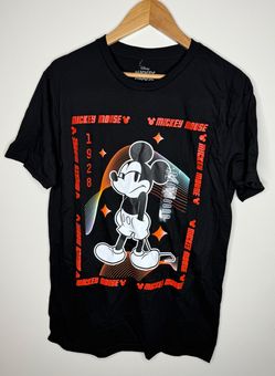 Disney Mickey Mouse 1928 Retro Rainbow Graphic Black T-Shirt Size M NWT