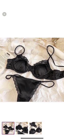 Black Lace Trim French lingerie Set