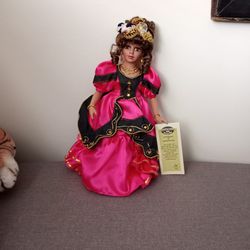 Collectible Memories -Porcelain Doll & Display Stand  With 'Certificate Of Authenticity'