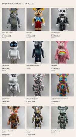 Bearbrick 1000% Disney Squid Games Care Bears Andy Warhol