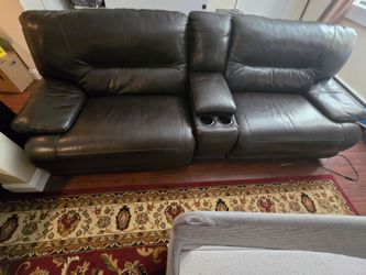 Brown leather couch