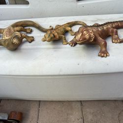 3 Large Pottery Iguanas Wall/Decor