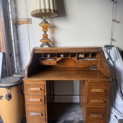 Vintage Solid Wood Roll Top Desk – 3 Piece, Disassembles