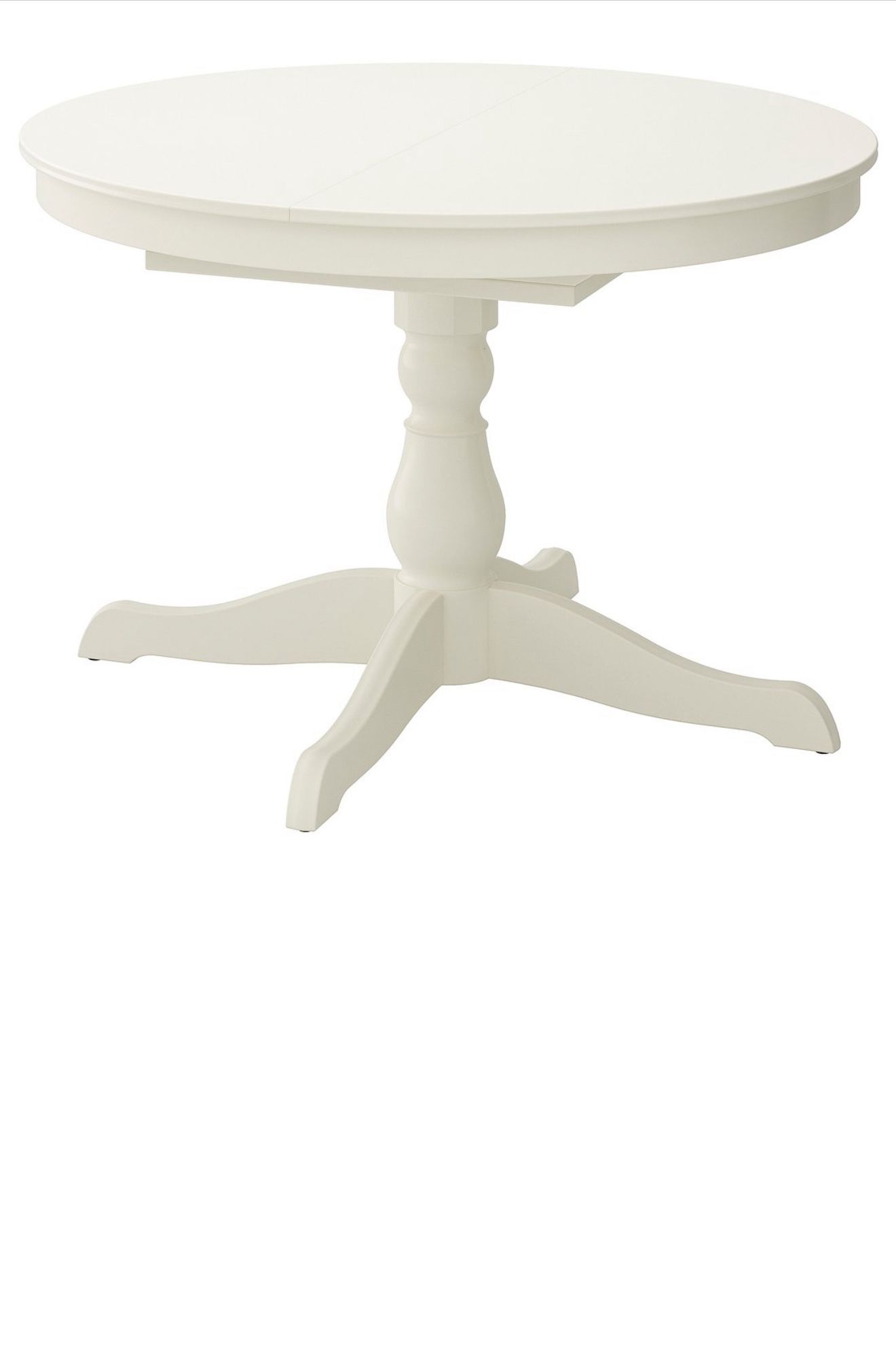 White IKEA INGATORP Extendable Round‑to‑Oval Dining Table – Good Condition