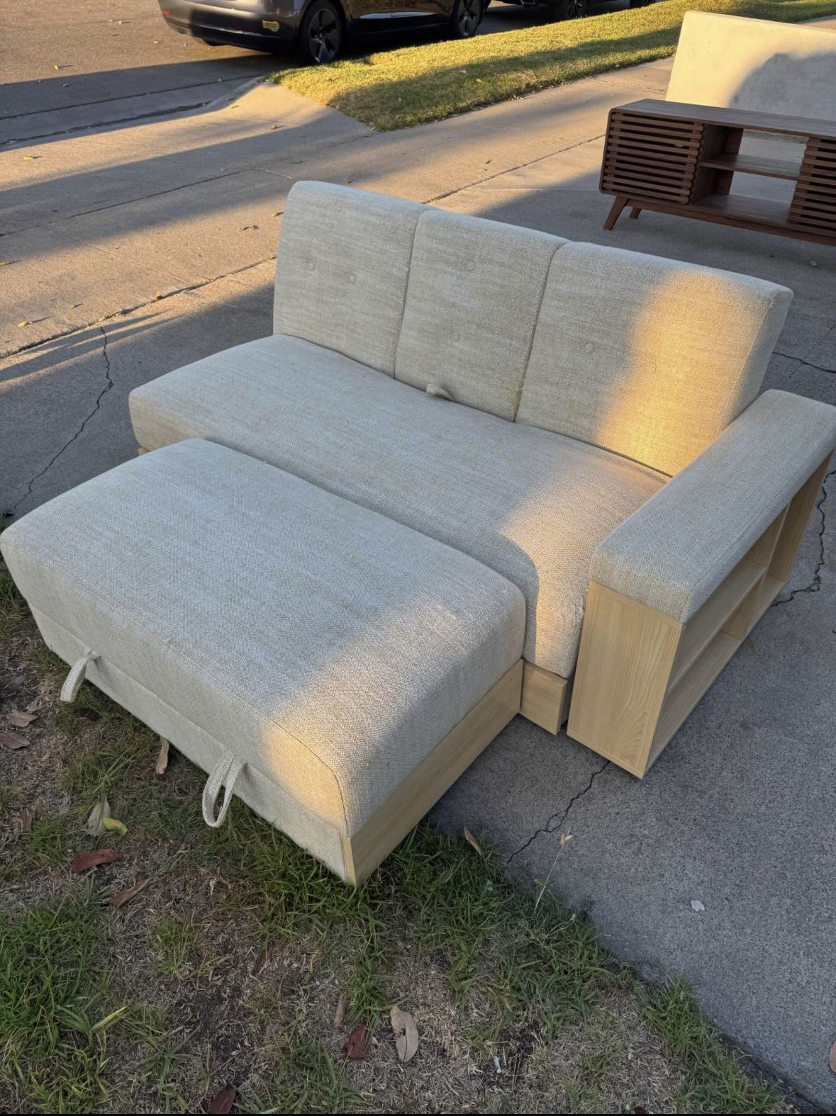George Oliver Beige Linen Futon/Sofa