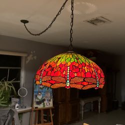 Tiffany Style Capulina Lamp and Pool Table Lamp with mother of  pearl.