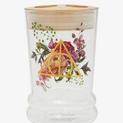 Harry Potter Deathly Hallows Toothbrush Holder Floral Glass