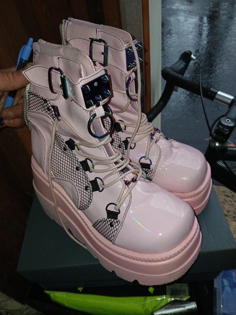 Demonic Pink Punk Boots